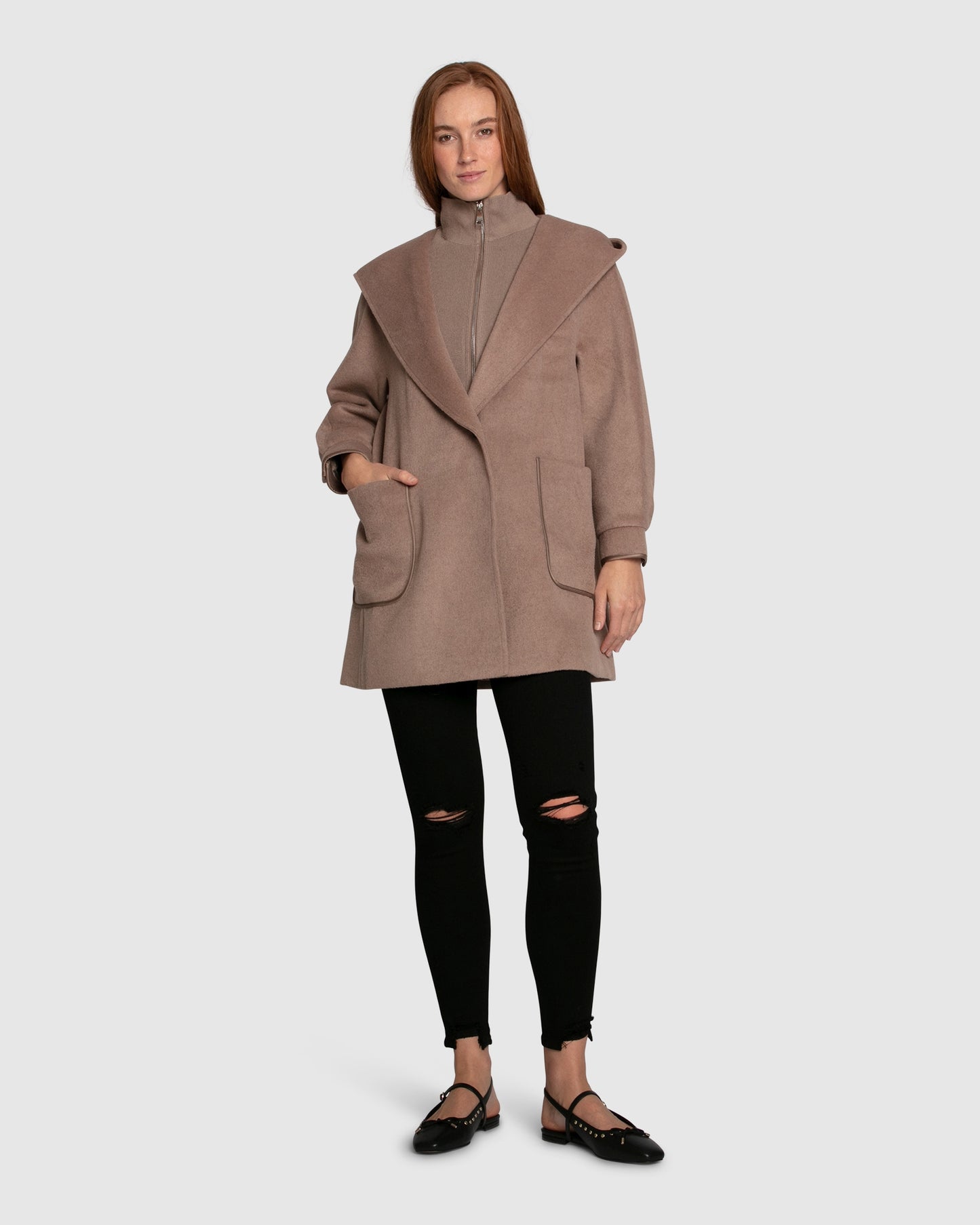 Next To You Hooded Wool Blend Coat - Brown