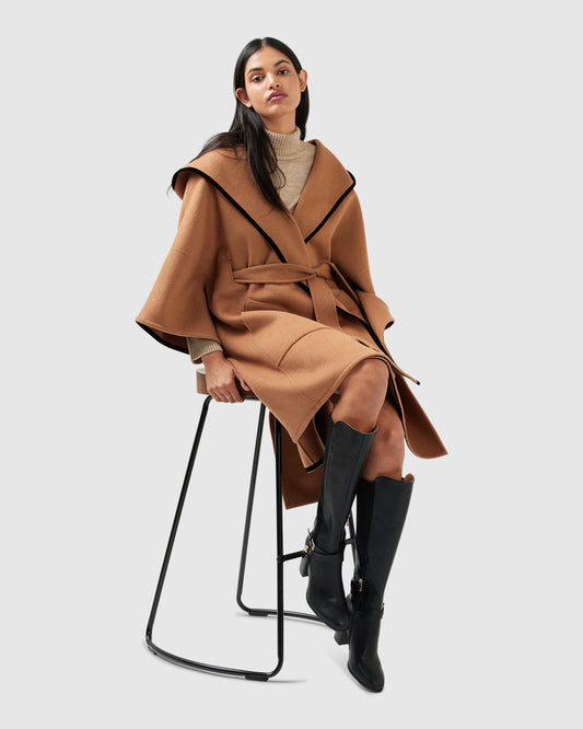 Need You Now Wool Blend Hooded Cape - Camel
