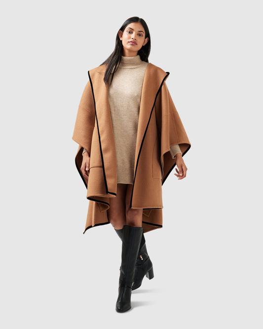 Need You Now Wool Blend Hooded Cape - Camel