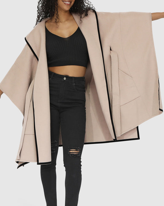 Need You Now Wool Blend Hooded Cape - Sand