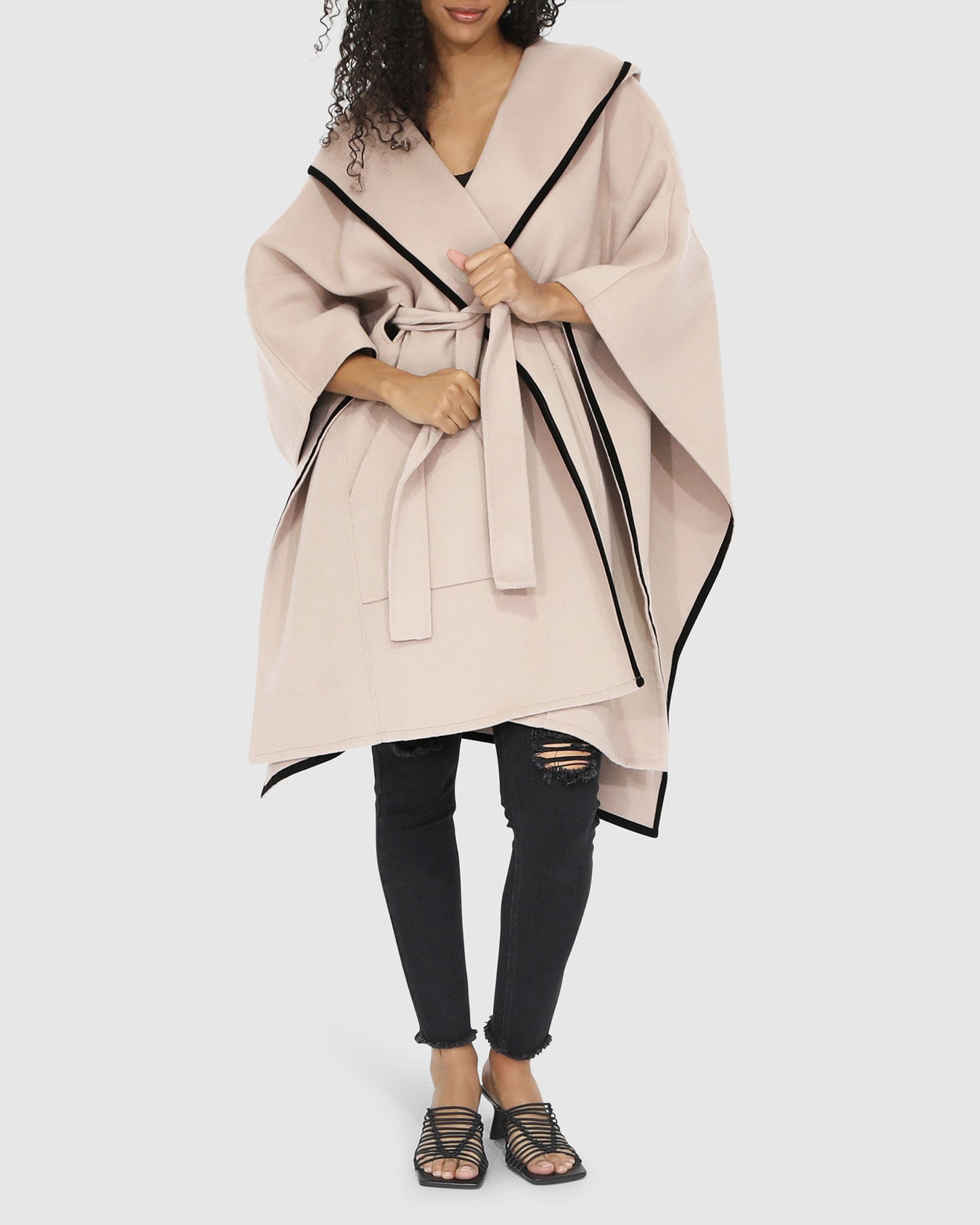 Need You Now Wool Blend Hooded Cape - Sand