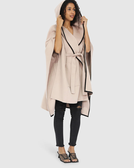 Need You Now Wool Blend Hooded Cape - Sand