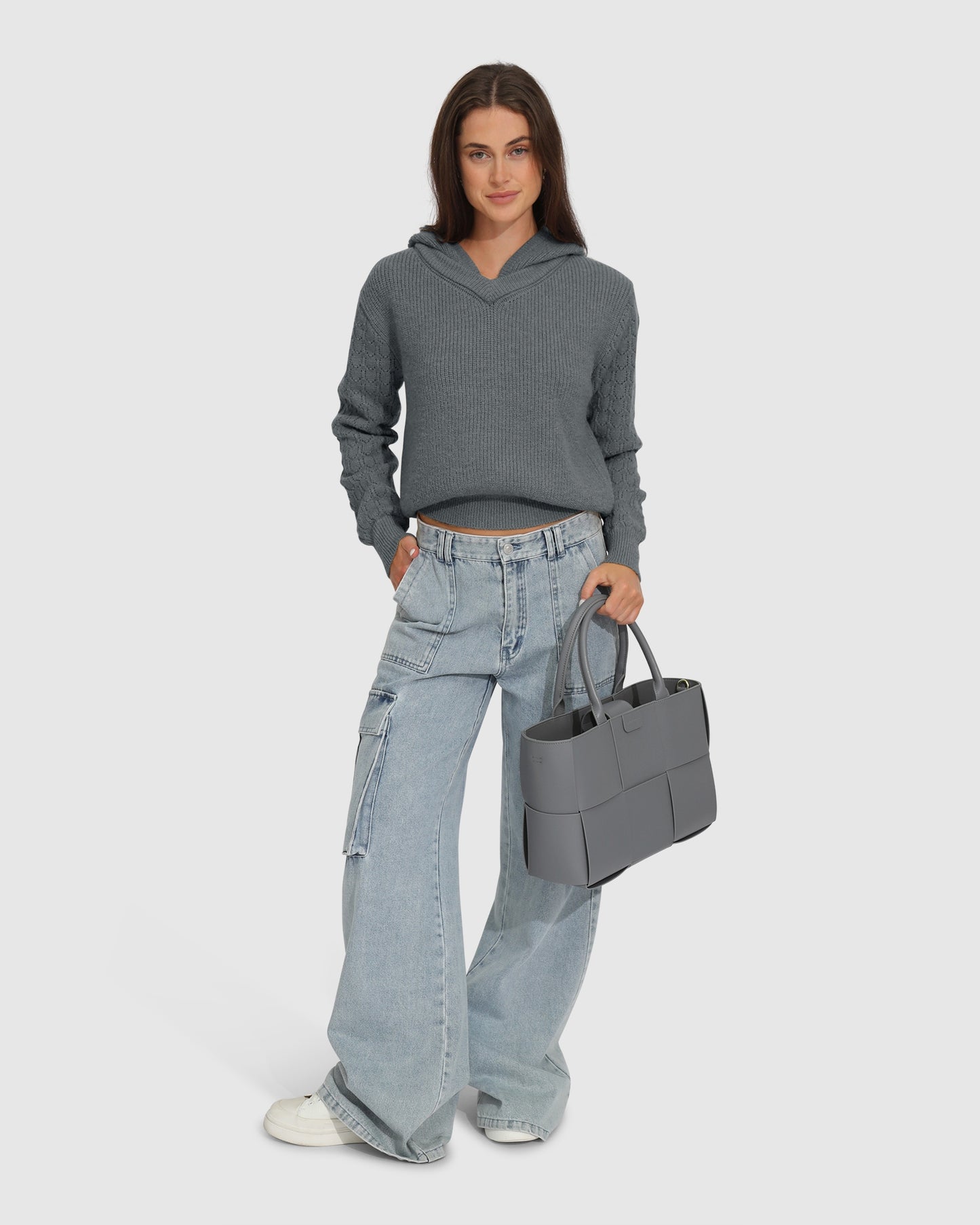 On the Run Knitted Hoodie - Grey