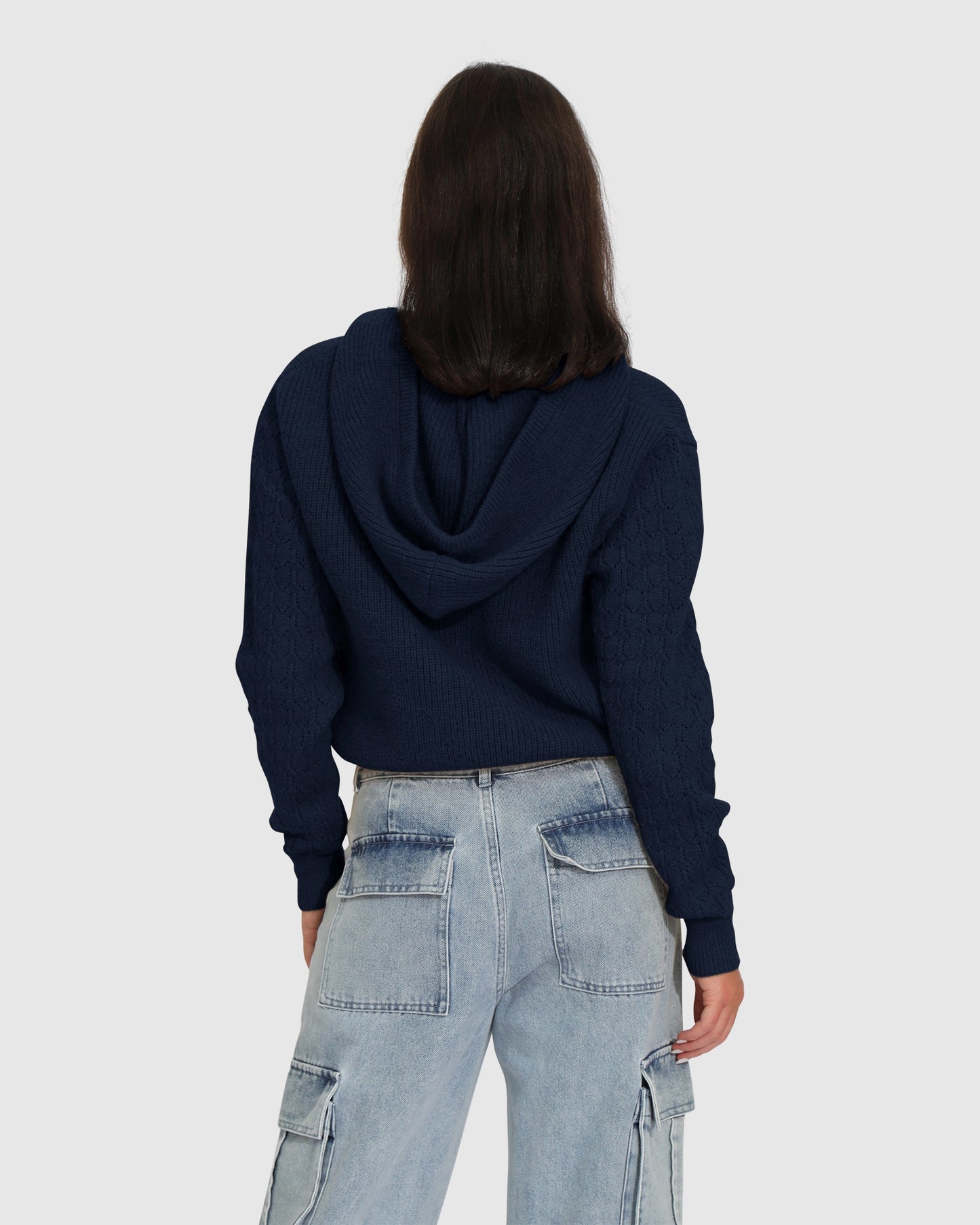 On the Run Knitted Hoodie - Navy