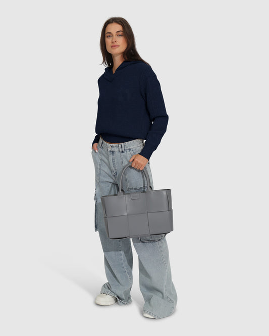 On the Run Knitted Hoodie - Navy