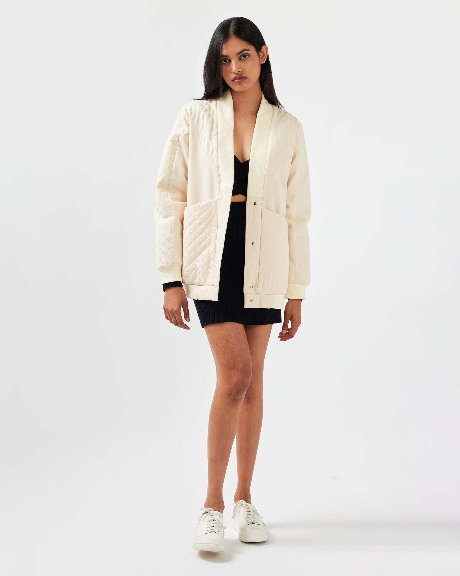 Over It Quilted Bomber Cream – Belle Bloom