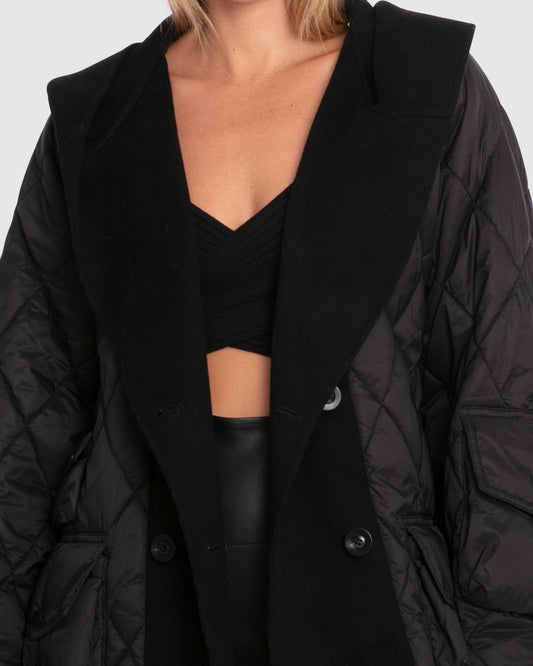 Only You Quilted Utility Puffer Jacket - Black