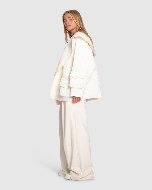 Only You Quilted Utility Puffer Jacket - White