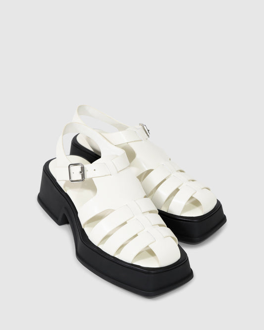 Promises Leather Platform Sandal - Egg Shell