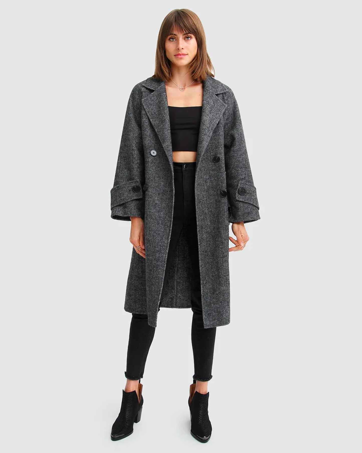 Rumour Has It Oversized Wool Blend Coat - Charcoal