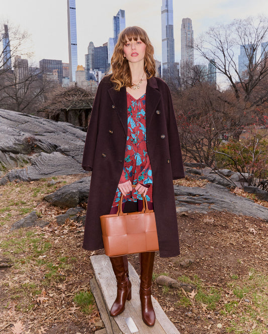 Real Love Wool Blend Double Breasted Maxi Coat - Chocolate