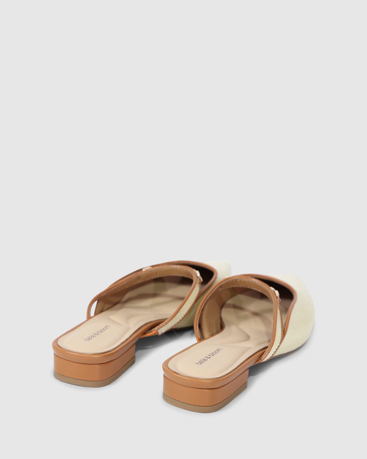 Side By Side Leather Trimmed Flats - Natural
