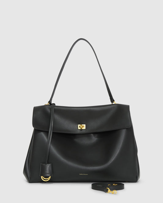 Skyfall Leather Shoulder Bag - Black