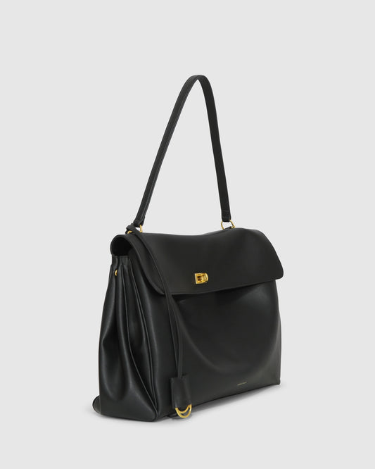 Skyfall Leather Shoulder Bag - Black