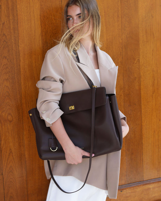 Skyfall Leather Shoulder Bag - Chocolate