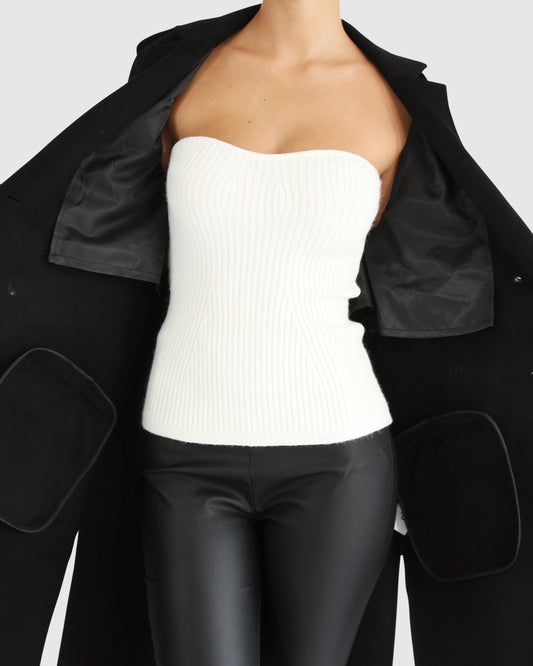 Skylight Wool Blend Longline Coat - Black