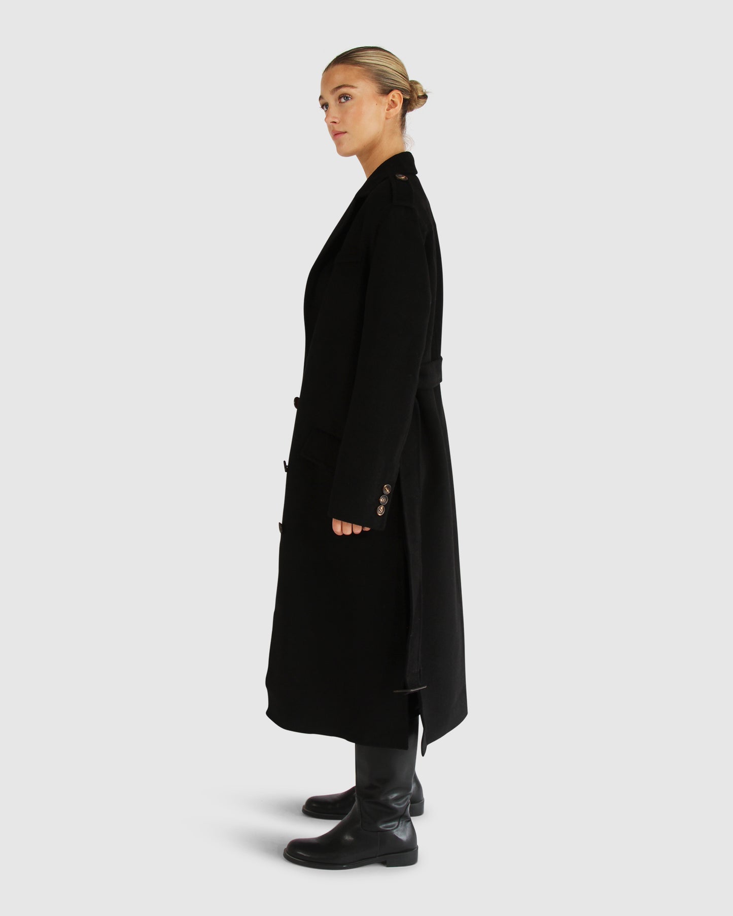 Skylight Wool Blend Longline Coat - Black