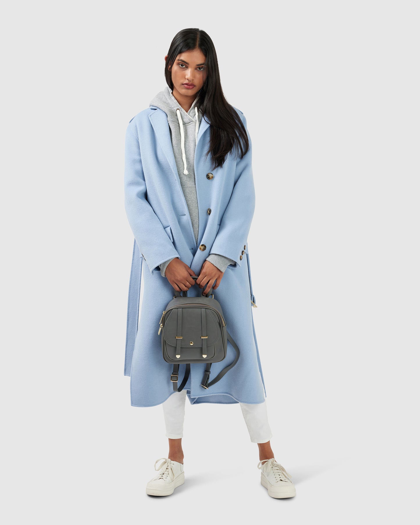 Skylight Wool Blend Longline Coat - Sky Blue