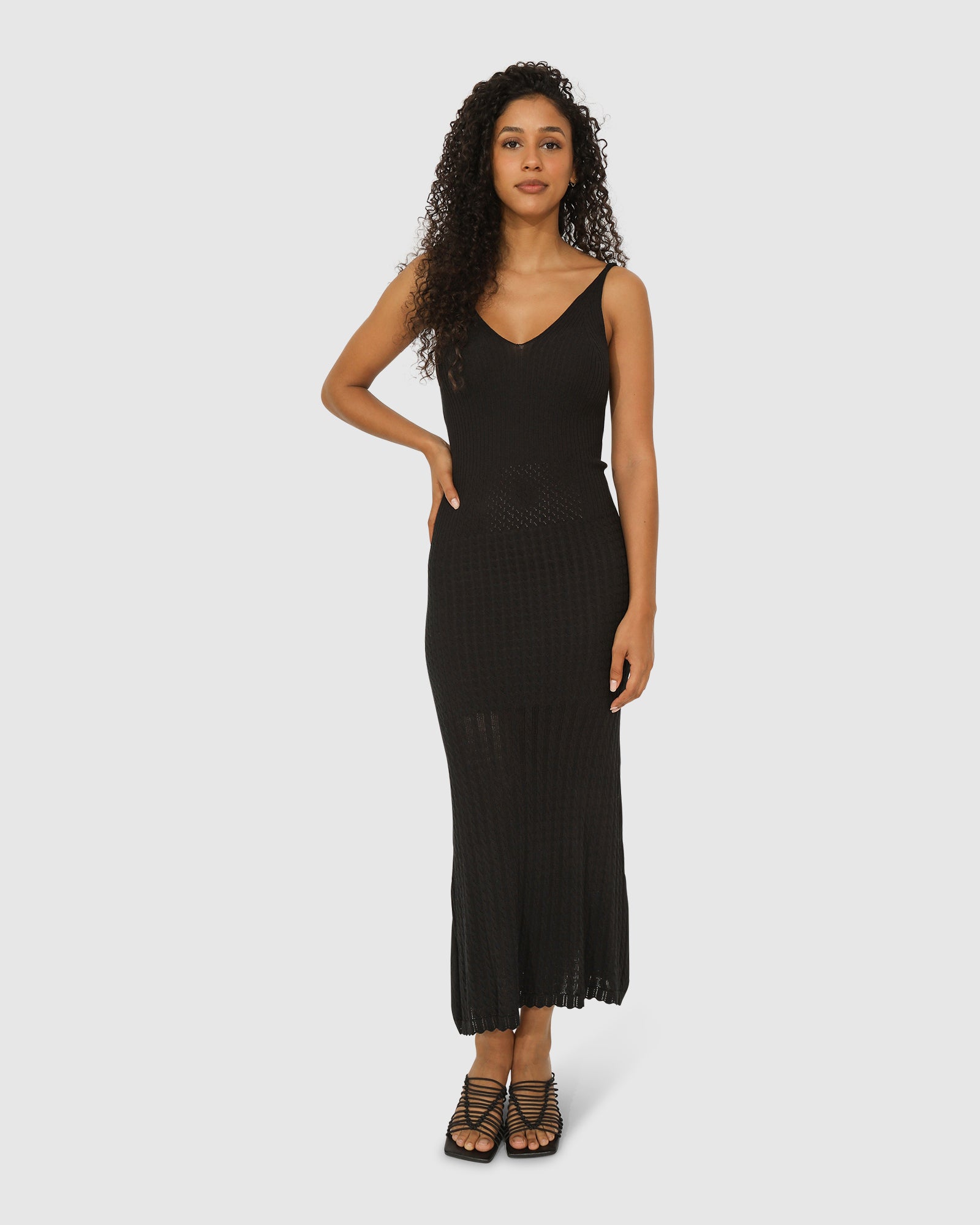 sweet nothings midi dress Knitted Its form chana Black Ribbed Mock Neck Size:XS (2 US)