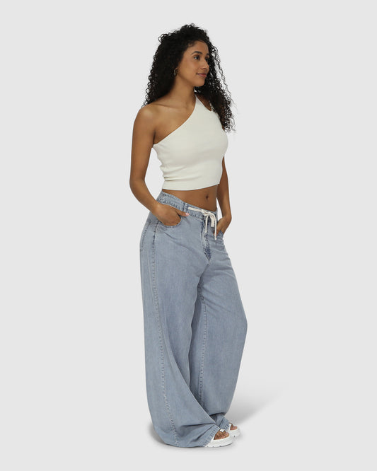 Set On You Wide Leg Pants - Stonewash