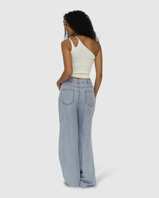 Set On You Wide Leg Pants - Stonewash