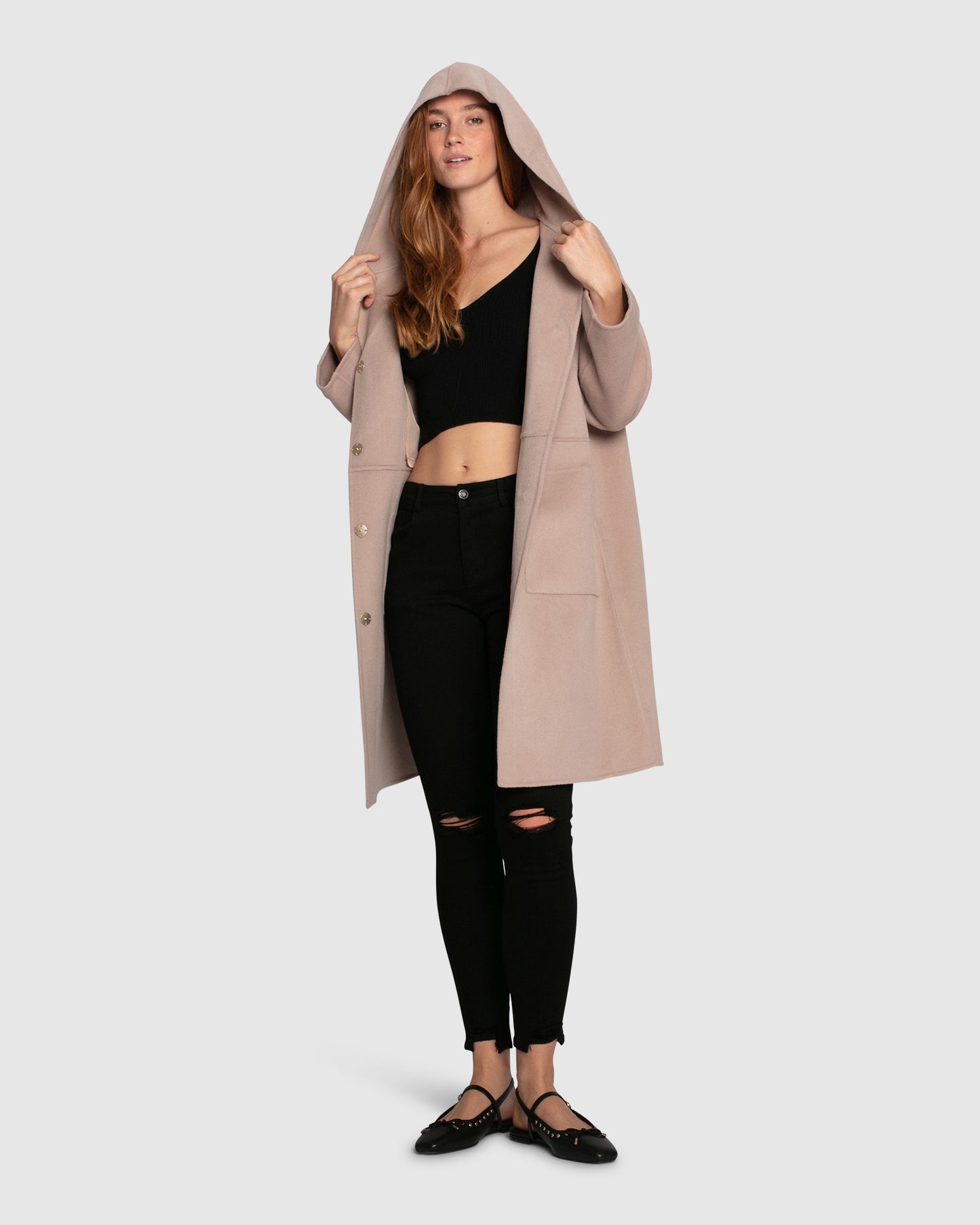 Sunday Morning Wool Blend Hooded Coat - Sand