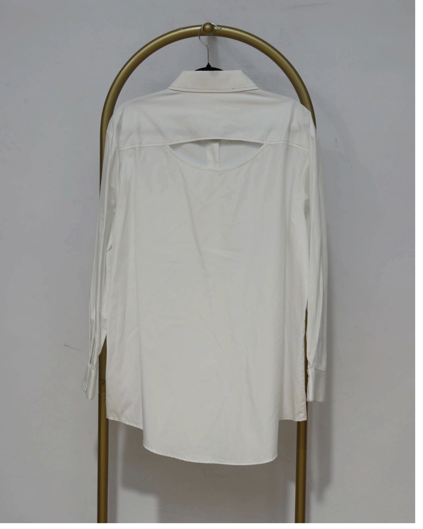 Oversized Cut-Out Button-Up Shirt - White