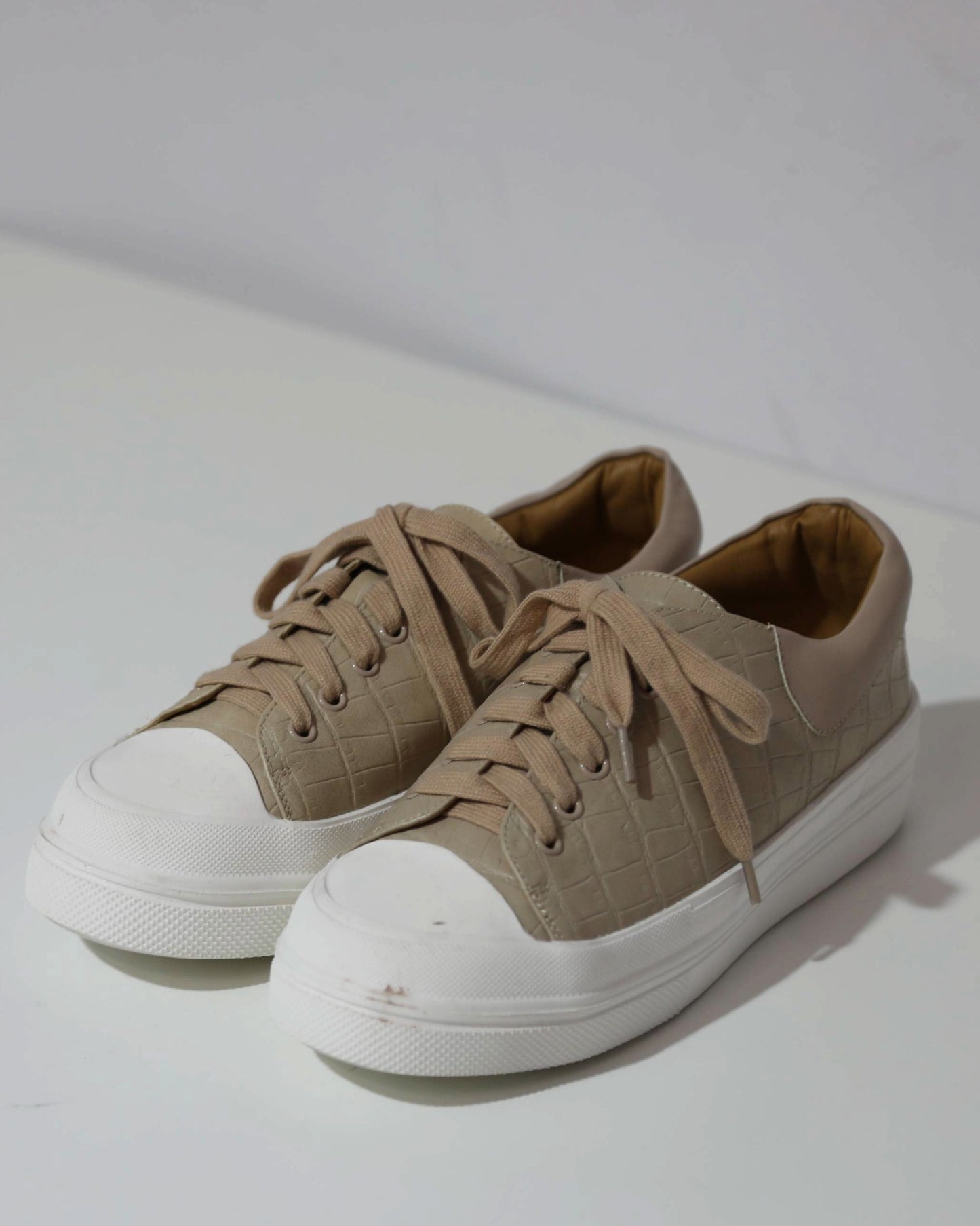 Embossed Platform Sneaker - Taupe