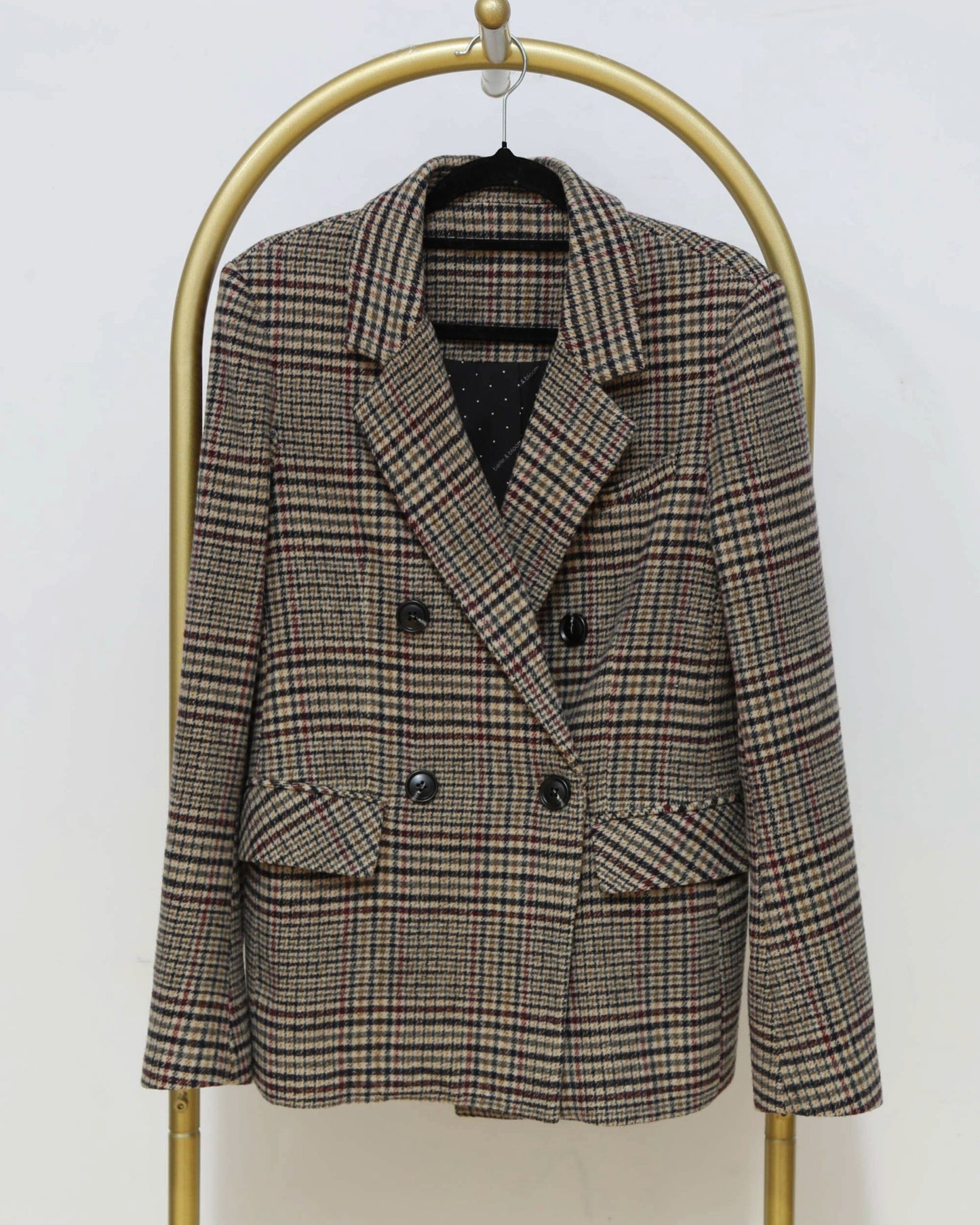 Double Breasted Check Blazer – Brown Check