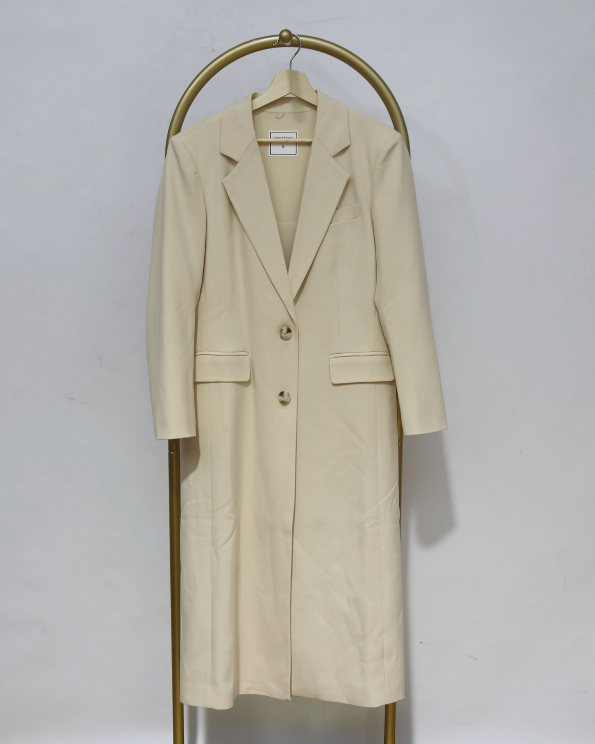 Longline Single-Breasted Coat - Cream