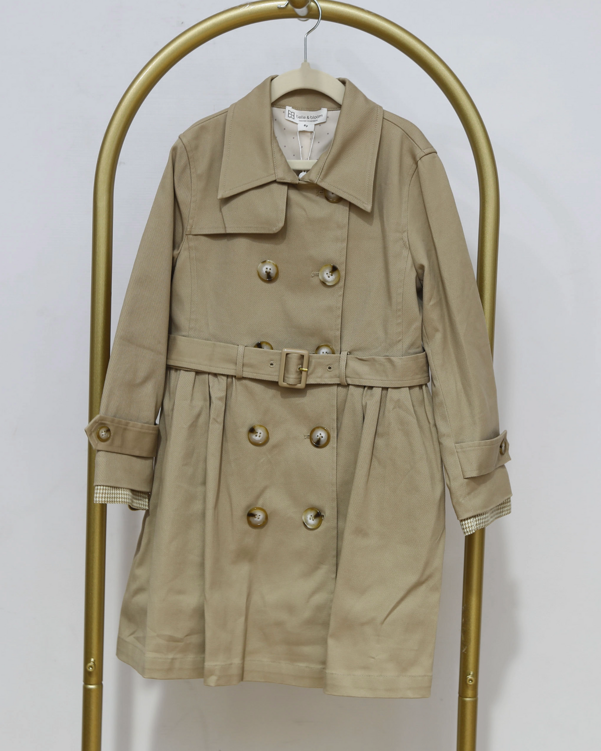 Kids Double-Breasted Trench Coat - Beige