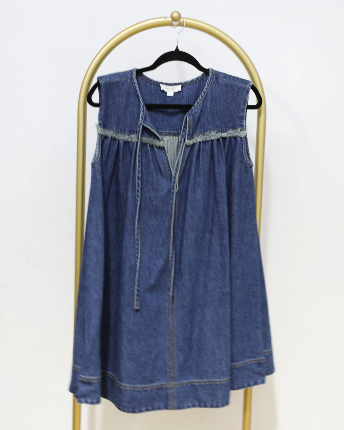 Sleeveless Denim Mini Dress - Blue