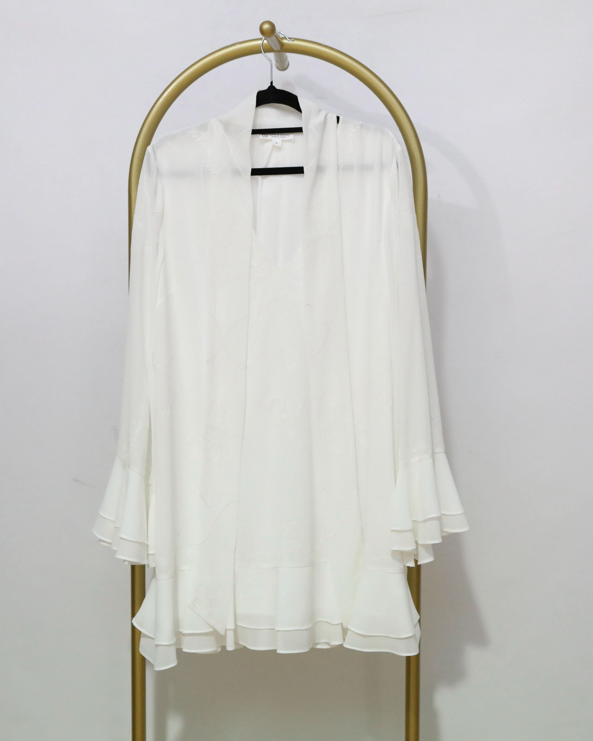 Open Neck Ruffle Mini Dress - White