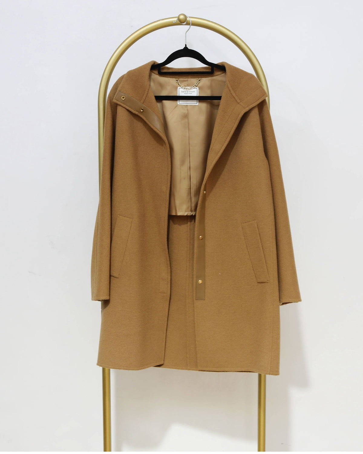 Hooded Longline Coat - Camel