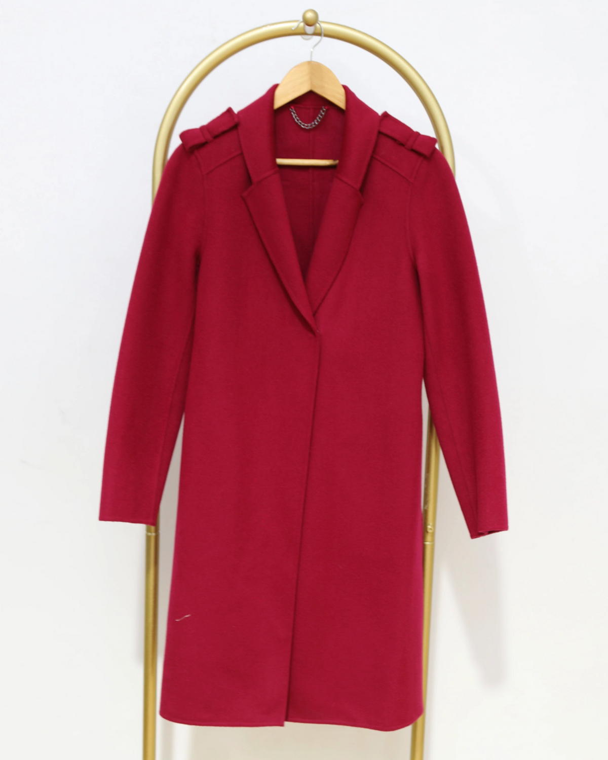 Single-Breasted Longline Coat - Fuschia