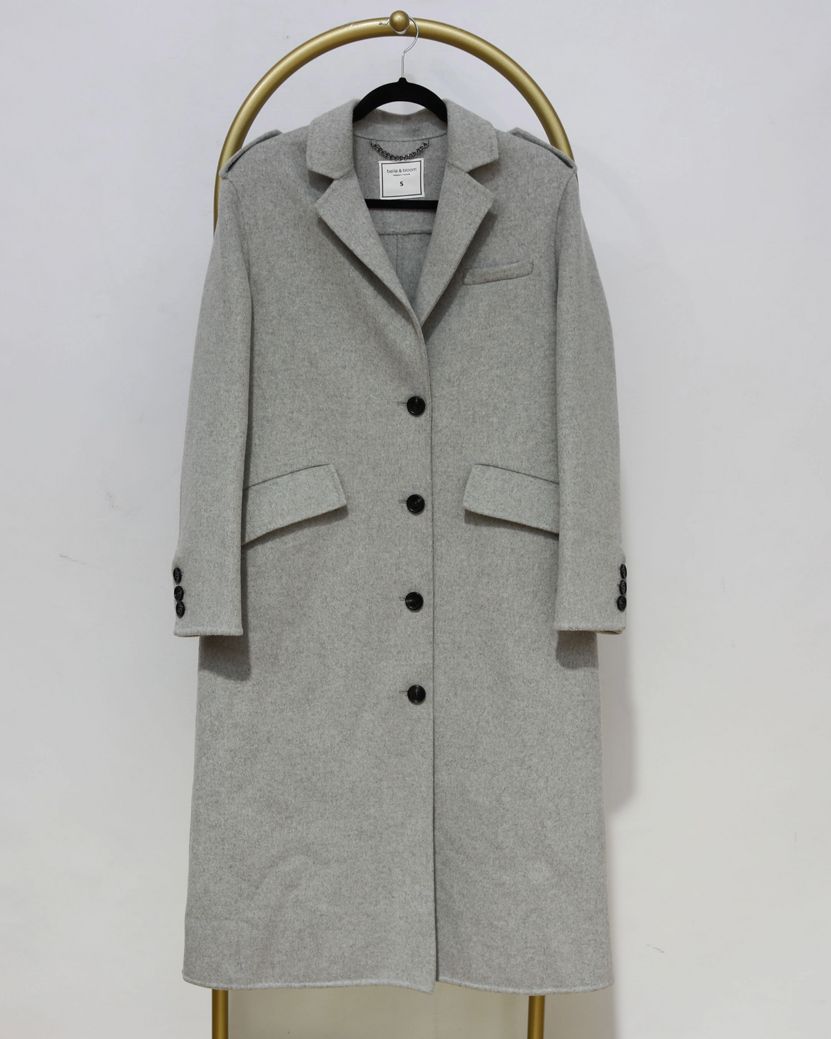 Single-Breasted Maxi Coat - Grey
