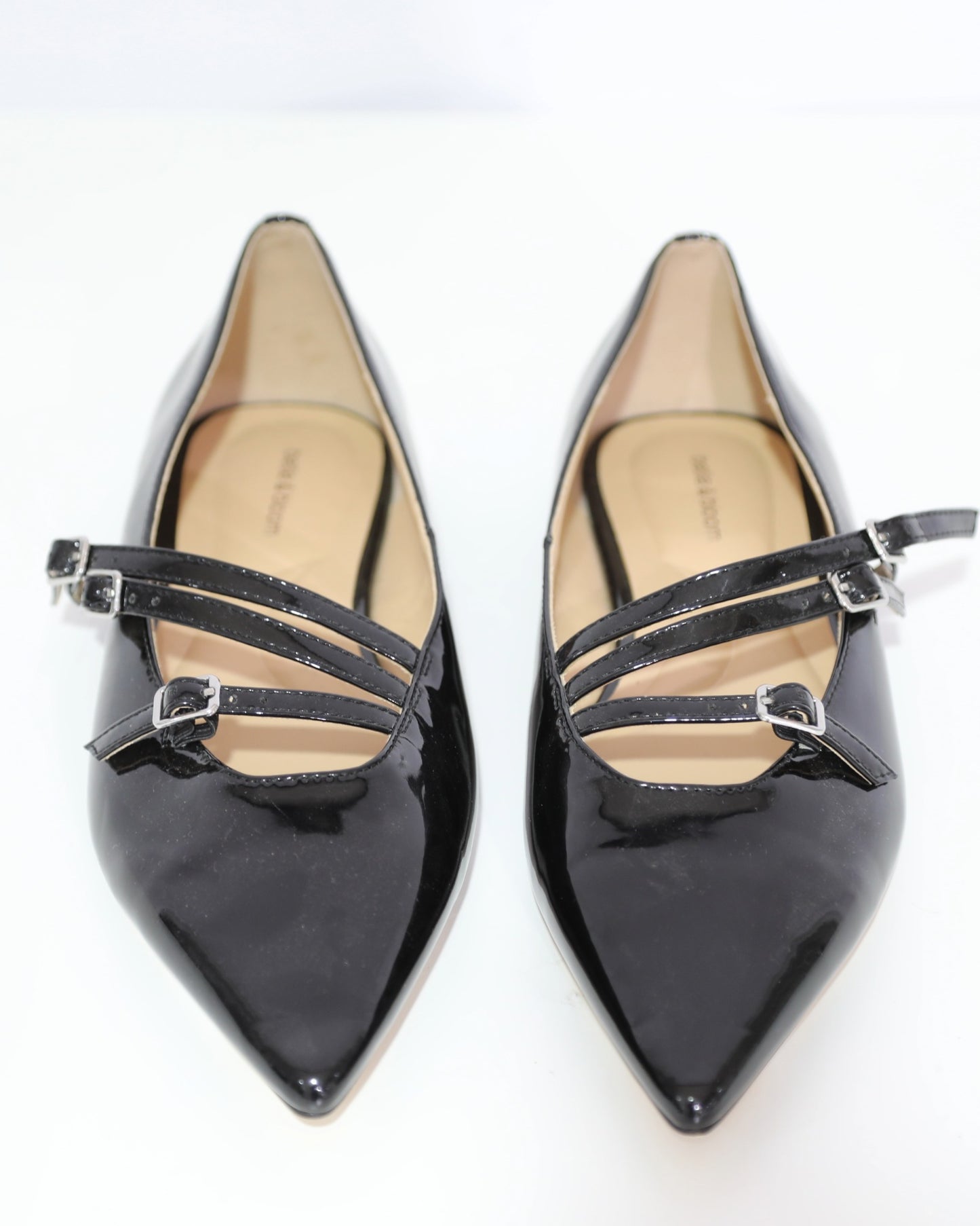 Patent Double Strap Ballet Flats – Black