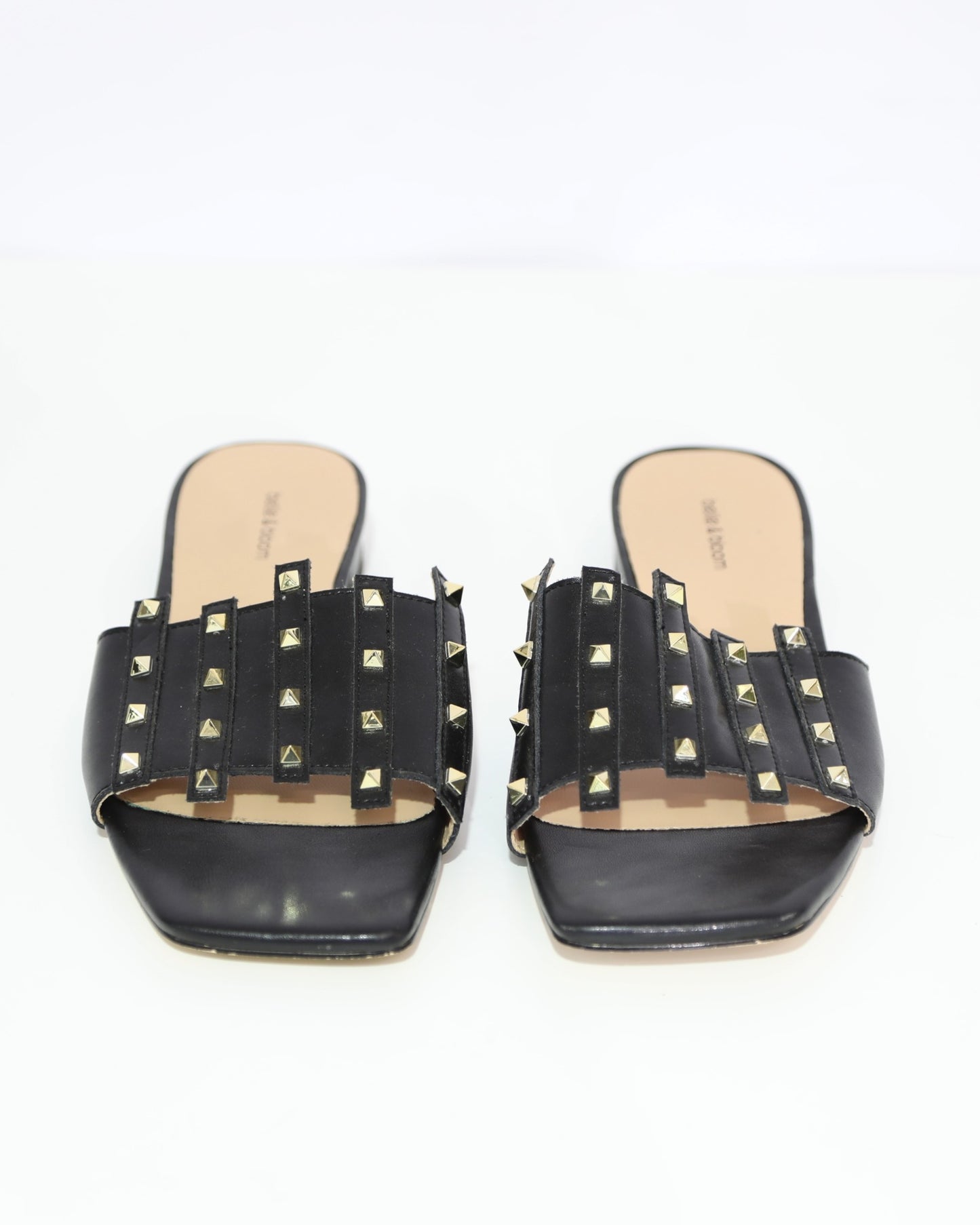 Studded Strap Slide Sandals – Black