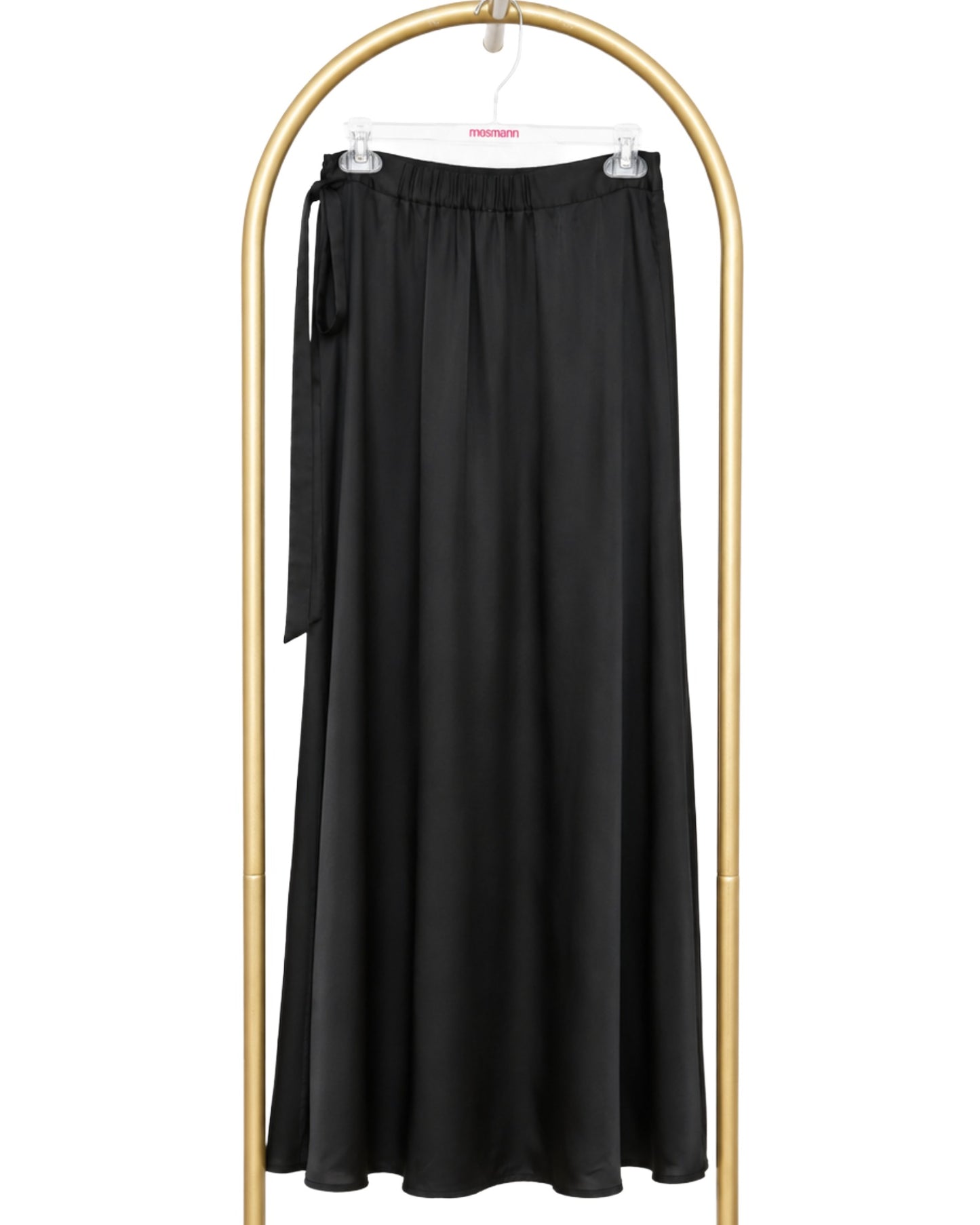 Satin Wrap Maxi Skirt - Black