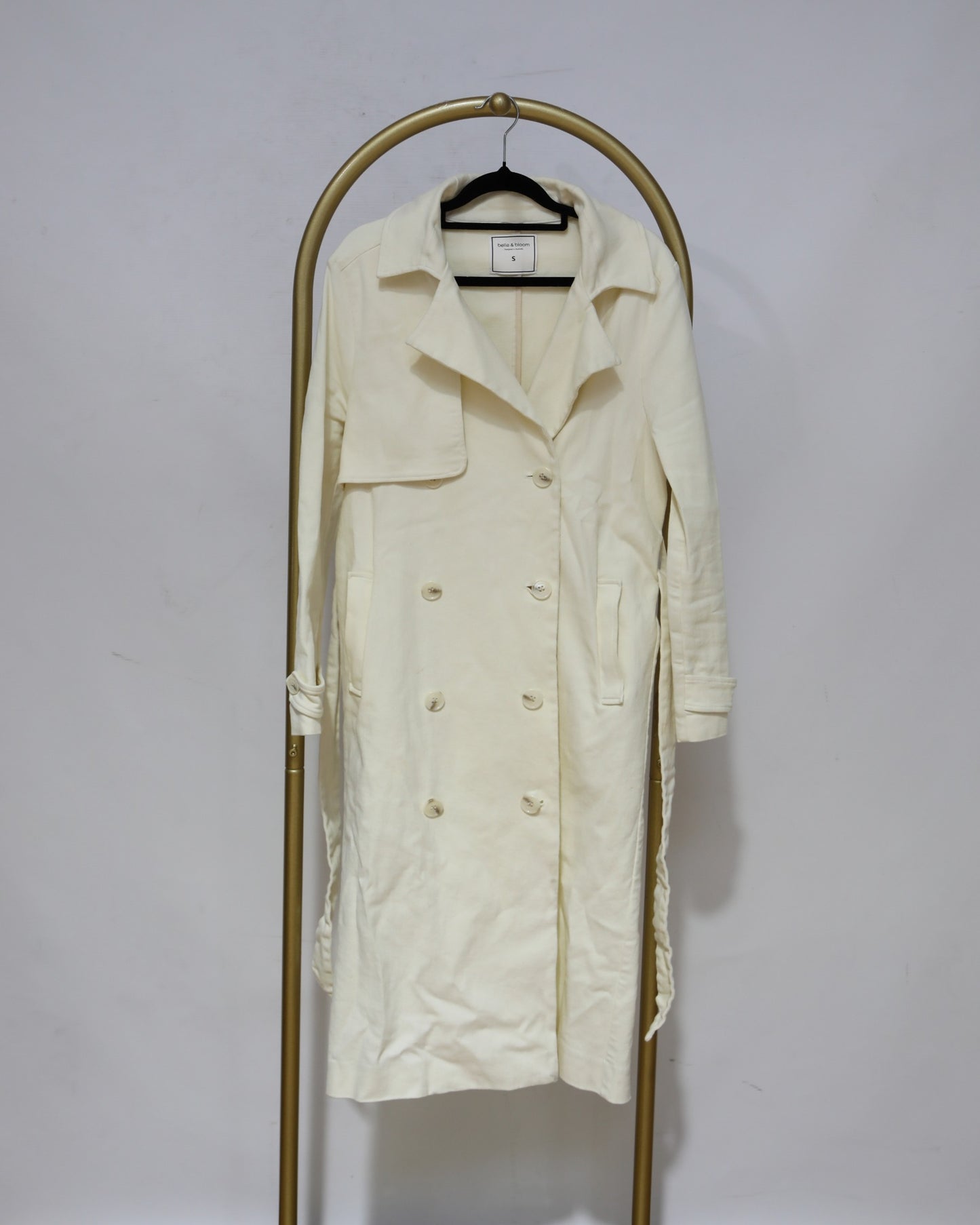 Double Breasted Maxi Trench Coat - Ivory