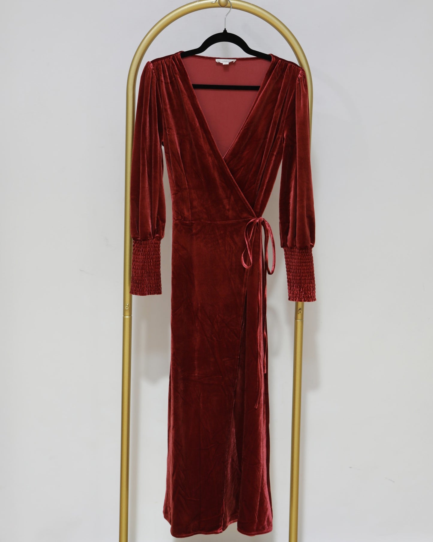 Velvet Wrap Maxi Dress - Cherry Red