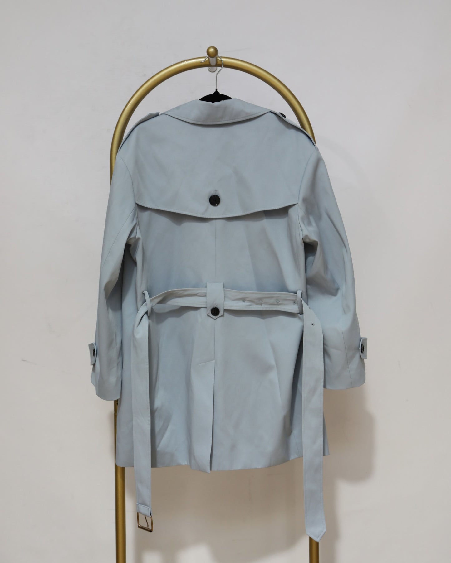 Double Breasted Short Trench Coat - Powder Blue