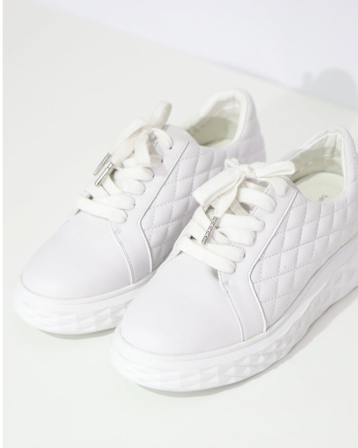 Quilted Platform Sneakers - White