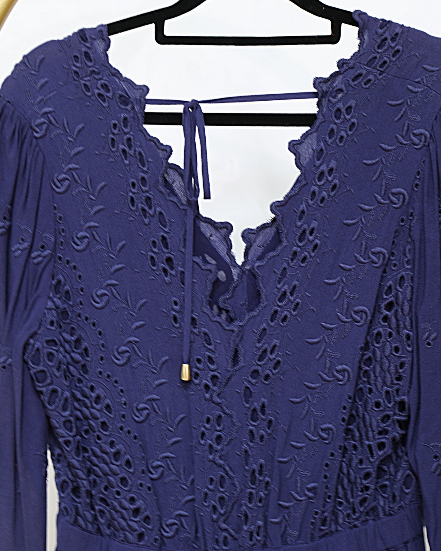 Embroidered Maxi Dress – Navy