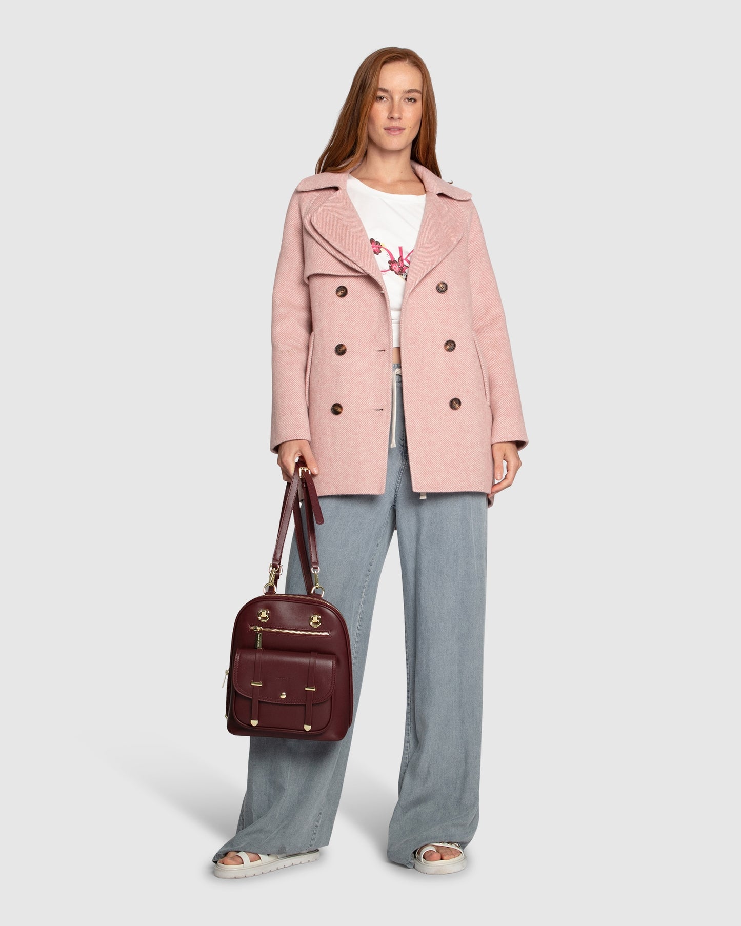 Wanna Be Loved Wool Blend Peacoat - Blush