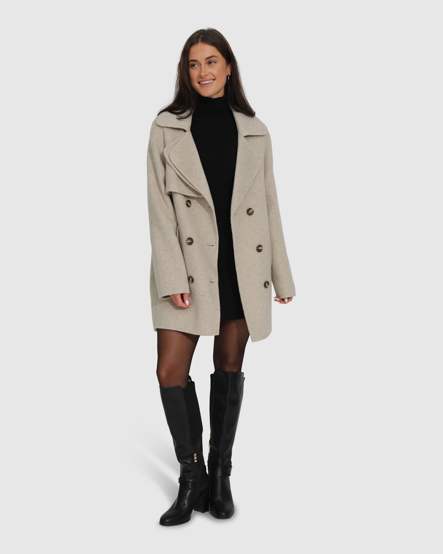 Wanna Be Loved Wool Blend Peacoat - Pale Oat