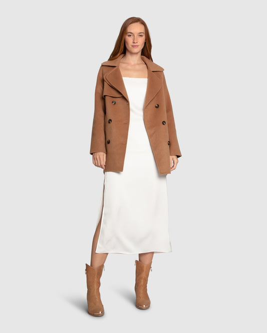 Wanna Be Loved Wool Blend Peacoat - Camel