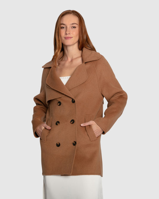Wanna Be Loved Wool Blend Peacoat - Camel