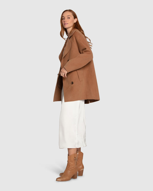 Wanna Be Loved Wool Blend Peacoat - Camel