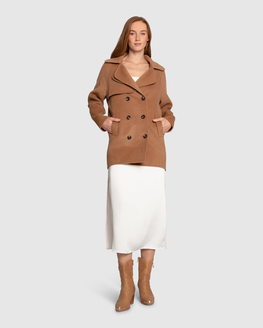 Wanna Be Loved Wool Blend Peacoat - Camel